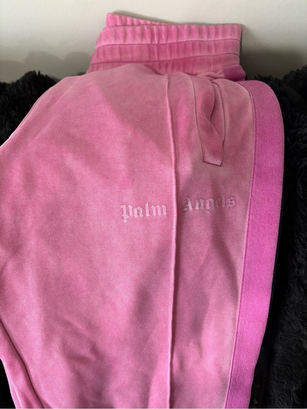 Palm Angels Pink Velour Joggers with Contrast Stripe - Picture 3 of 5